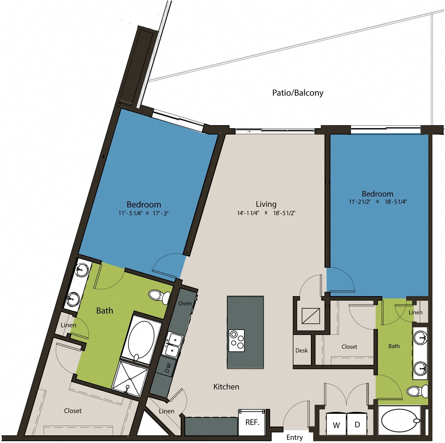 Floor plan layout diagram for 2J